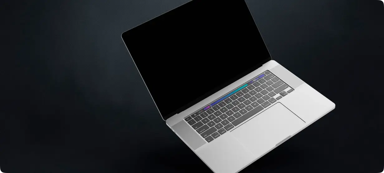 Open laptop on a dark background